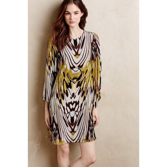 Leifsdottir Anthropologie Womens Size 0 Silk Sarita Swing Dress Cocktail Party - Picture 8 of 8